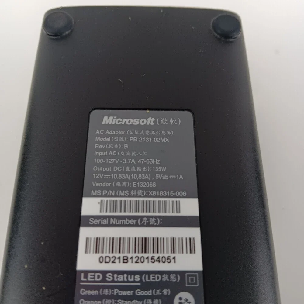 Microsoft Black AC Adapter Black PB-2131-02MX For Xbox 360 Video Game Console
